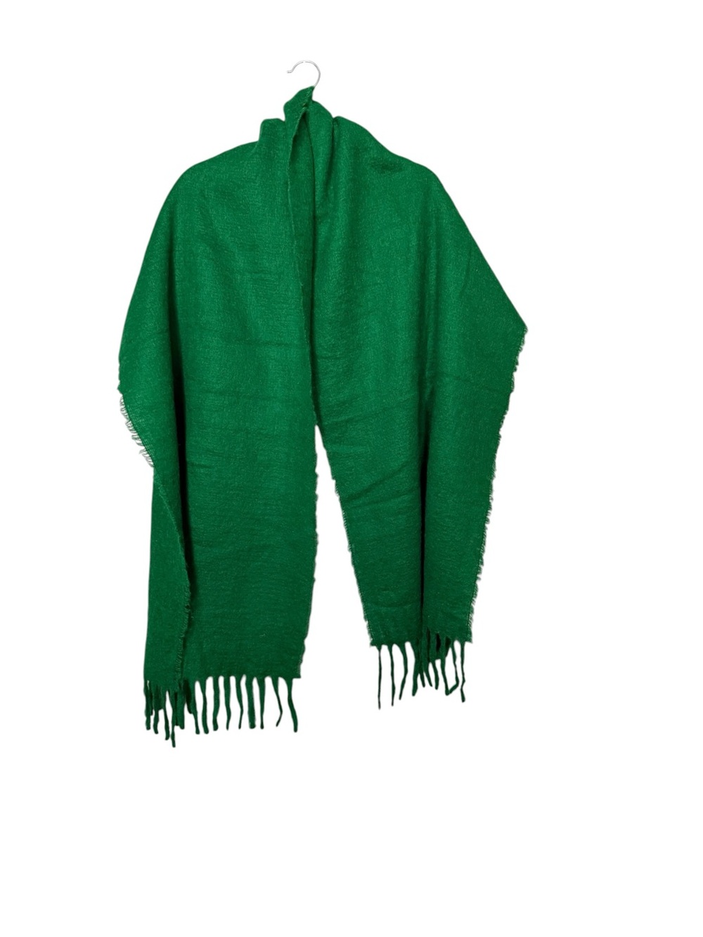 J.Crew Green Wool Blend Fringe Scarf Wrap Brushed Oversized Italy